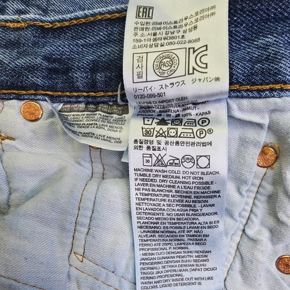 Levis 501 Original Fit Mens Jeans Medium Wash Blue Straight Leg 38x34 00501-0193 - Picture 10 of 12